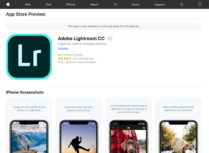 دانلود ادوبی فتوشاپ لایت روم آیفون اپل ios تبلت آیپد